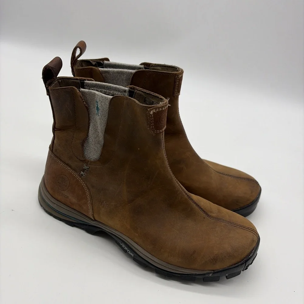 Timberland Chelsea‎ X Smart Wool Brown Leather Ankle Boots Vibram Size 9 M